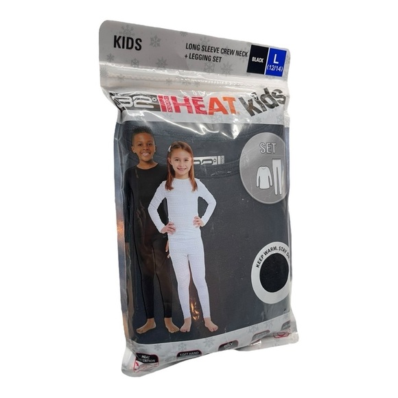 32 Degrees HEAT Kids Long sleeve crew neck + Legging set Base Set Black Large. - Picture 9 of 9